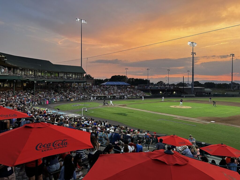 Minor league baseball game between the Lynchburg Hillcats and Salem Red Sox on July 4, 2025