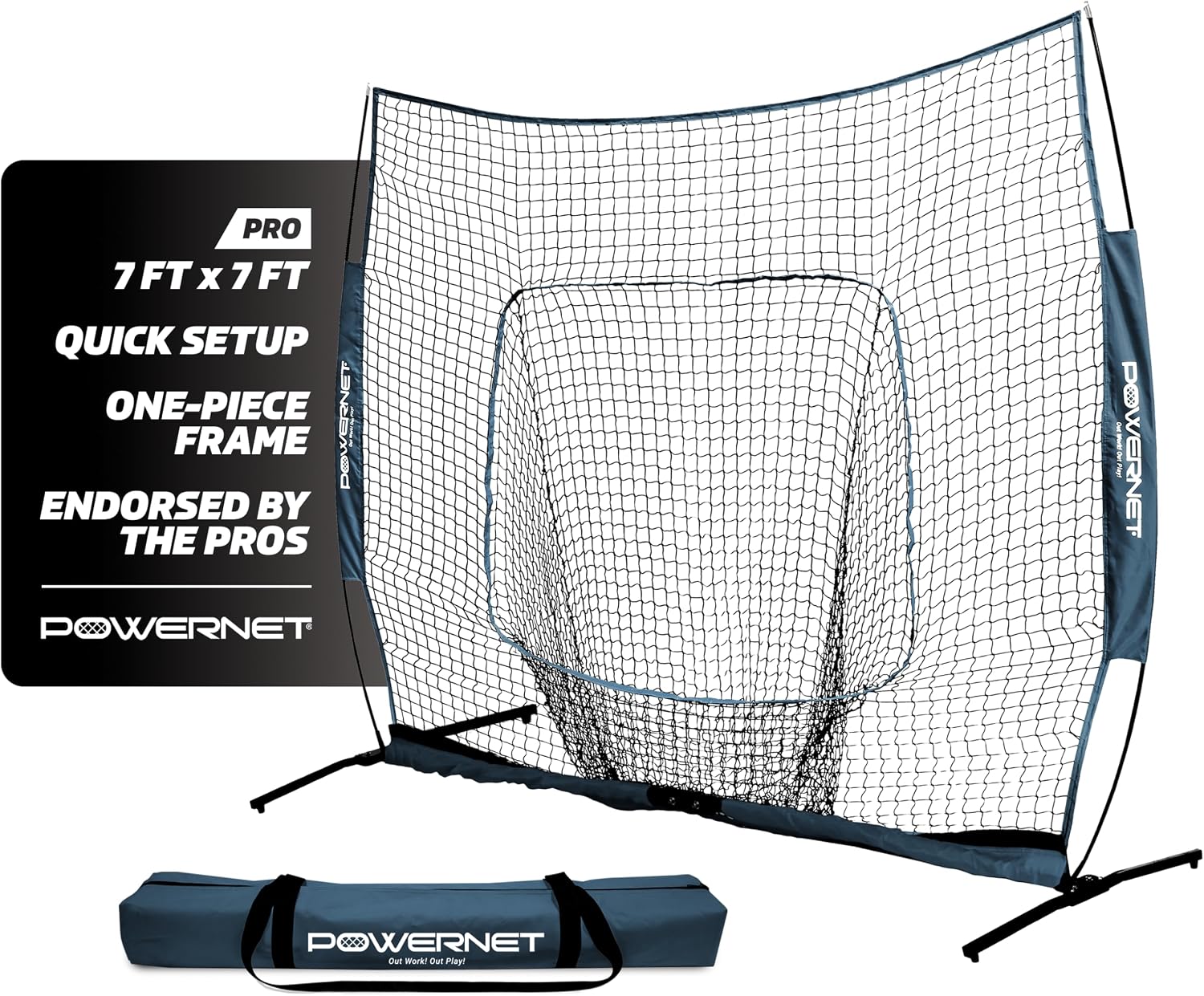 PowerNet Pro One Piece 7x7 portable baseball practice net