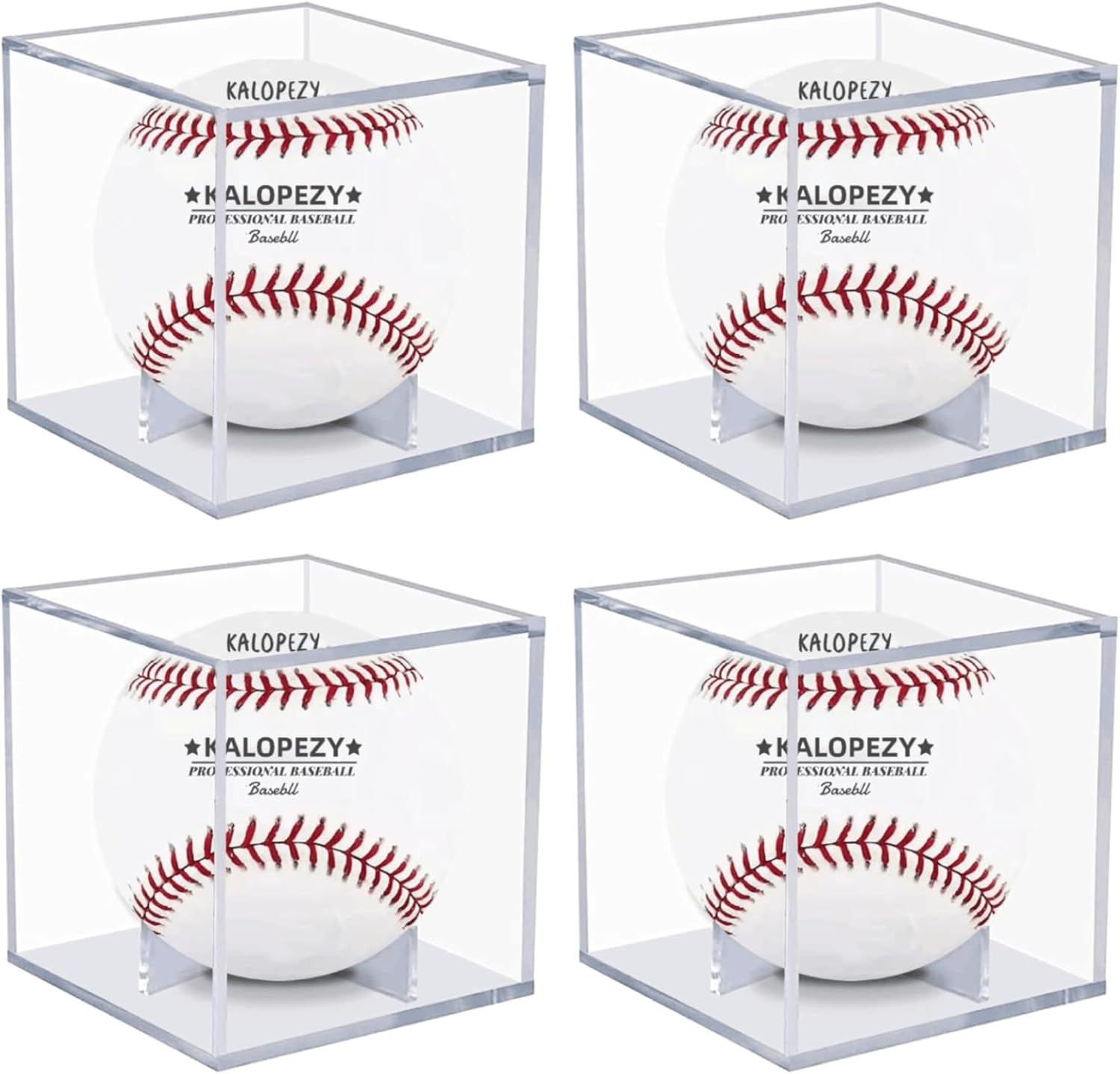 Clear acrylic baseball display case cubes, 4-pack