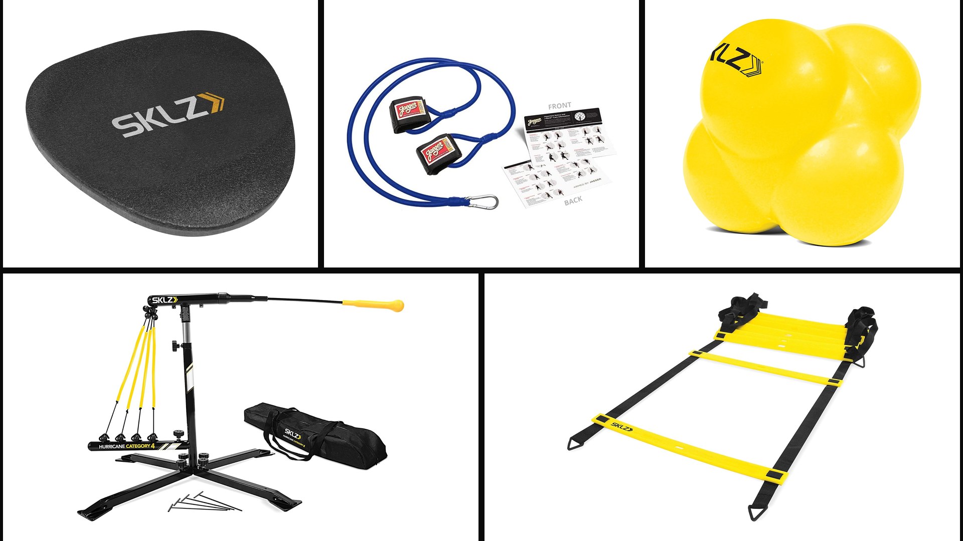 Best baseball training aids for kids: SKLZ Softhands fielding trainer, Jaeger J-Bands, SKLZ Reaction Ball, SKLZ Hurricane swing trainer and SKLZ agility ladder