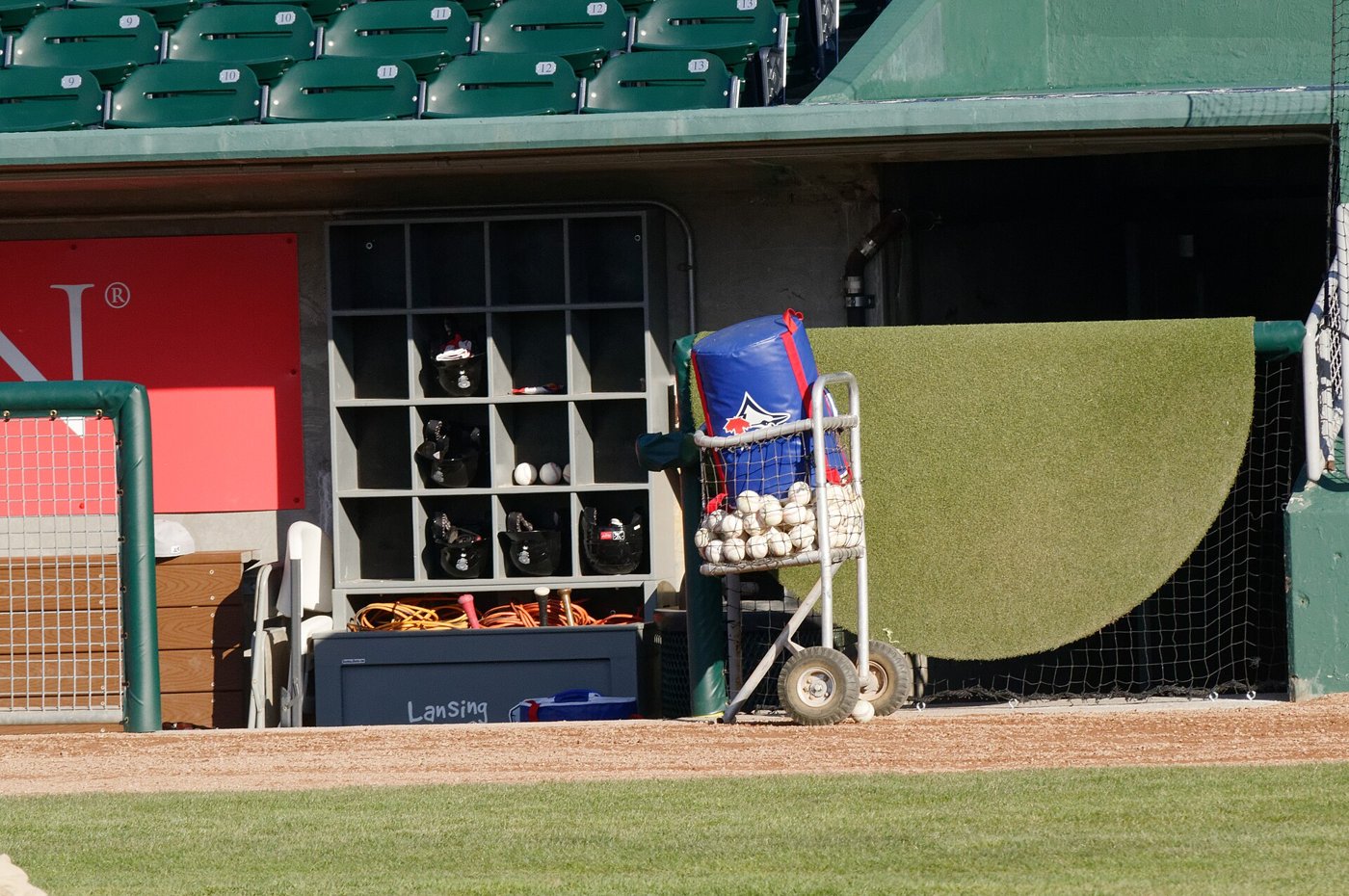 Scariest things in youth baseball — bat cubbies and gear inside a baseball dugout