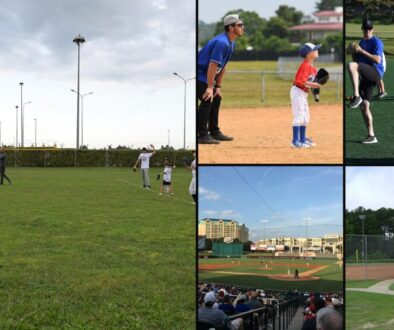 How to evaluate a select baseball team collage — youth practice drills, a coach clinic, pro tips for kids, Dr Pepper Ballpark in Frisco, and a multi-field youth complex