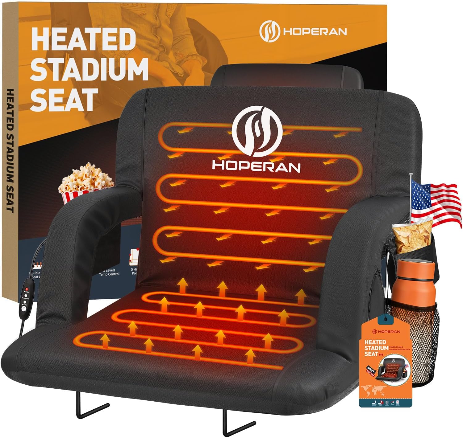 HOPERAN heated stadium seat for bleachers with back support