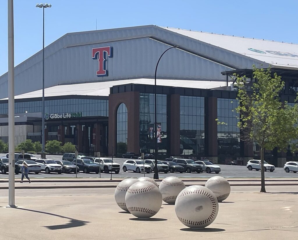 Exterior of Globe Life Field in Arlington, Texas, home of the Texas Rangers